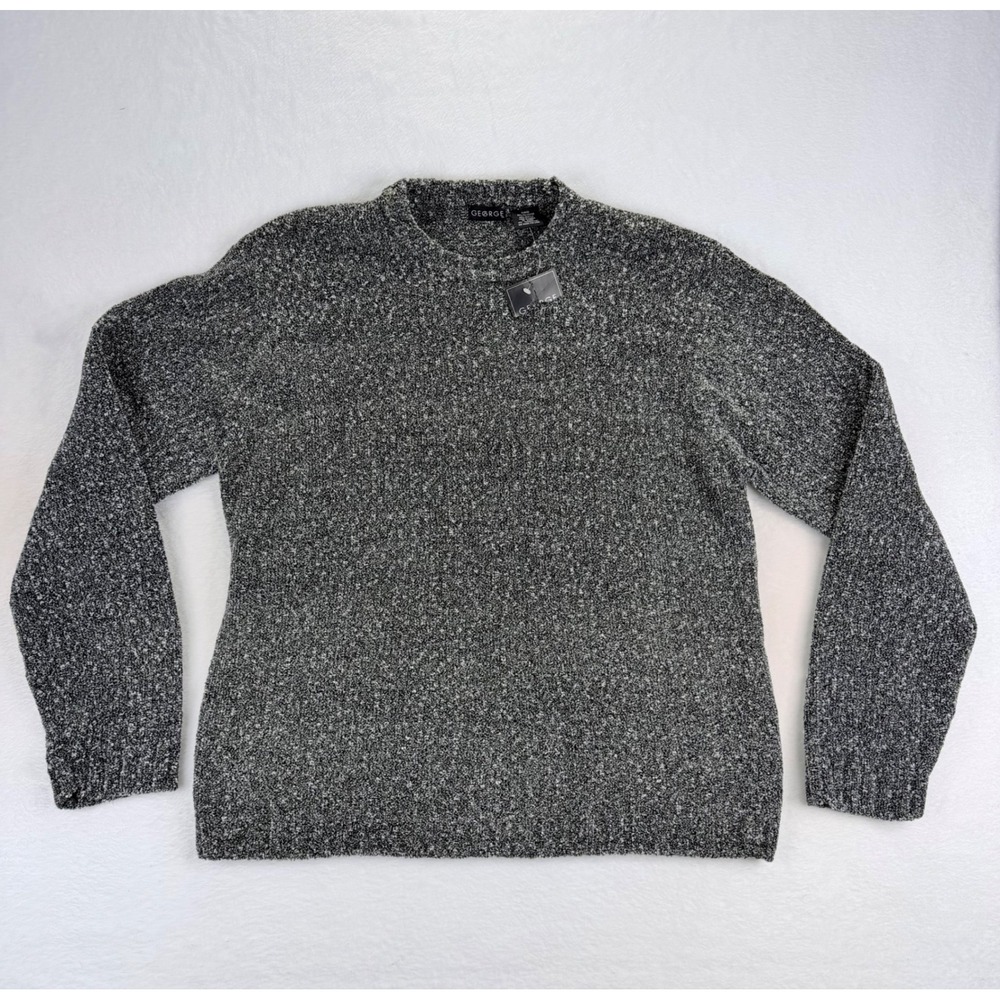 George Mens Pumice Gray‎ Marled Knit Crewneck Sweater G42C113 XL New